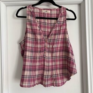 Natural Life Plaid Sleeveless Top
